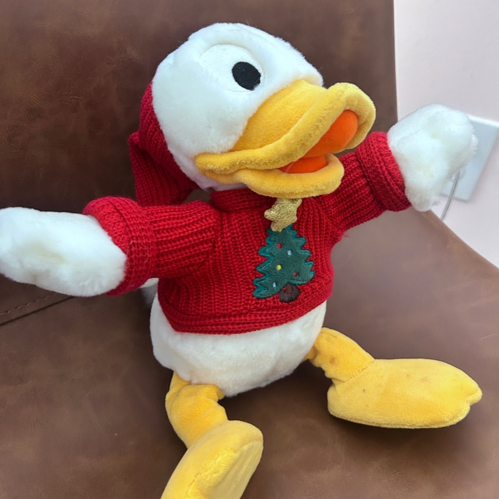 Disney Donald Duck Christmas Plush Toy with Red Sweater